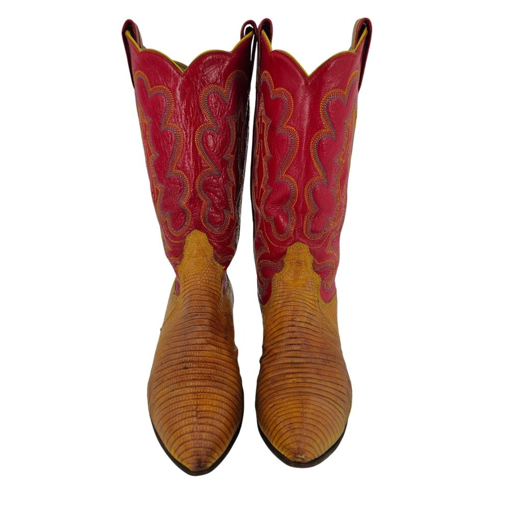 Stunning Womens 8C Smiths Aspen Honey Brown Lizard Cowboy Western Boots Exotic - Picture 10 of 16